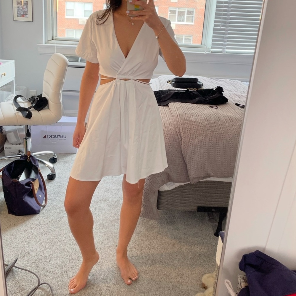Zara white cutout dress